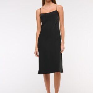 A&F Julia Slip Midi Dress - Black - Large Petite - NWT